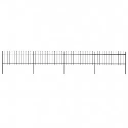 Градинска ограда с пики, стомана, 6,8x0,8 м, черна