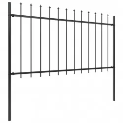 Градинска ограда с пики, стомана, 8,5x1 м, черна