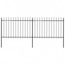 Градинска ограда с пики, стомана, 3,4x1,2 м, черна