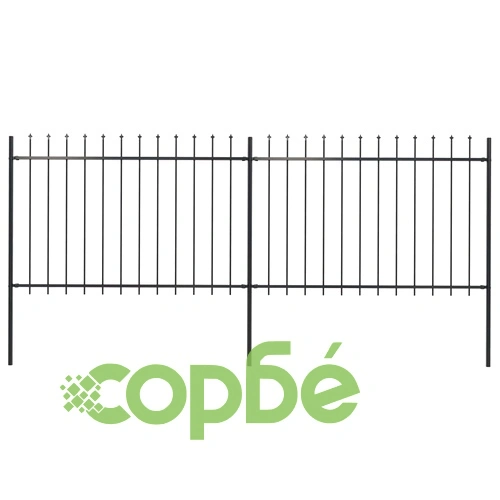 Градинска ограда с пики, стомана, 3,4x1,2 м, черна ➤ топ цена ➤ sorbe.bg