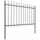 Градинска ограда с пики, стомана, 13,6x1,2 м, черна