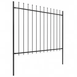 Градинска ограда с пики, стомана, 3,4x1,5 м, черна