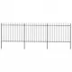 Градинска ограда с пики, стомана, 5,1x1,5 м, черна