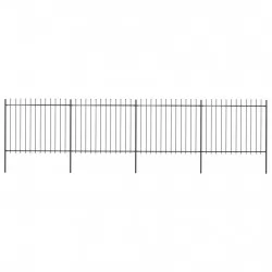 Градинска ограда с пики, стомана, 6,8x1,5 м, черна