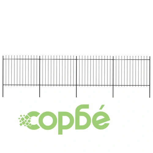 Градинска ограда с връх тип „копие“, стомана, 714,5x150 см, черна ➤ топ цена ➤ sorbe.bg