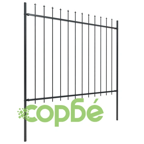 Градинска ограда с връх тип „копие“, стомана, 714,5x150 см, черна ➤ топ цена ➤ sorbe.bg