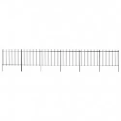 Градинска ограда с пики, стомана, 10,2x1,5 м, черна