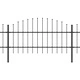 Градинска ограда с пики, стомана, (0,75-1)x10,2 м, черна
