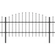 Градинска ограда с пики, стомана, (0,75-1)x11,9 м, черна
