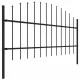 Градинска ограда с пики, стомана, (0,75-1)x15,3 м, черна