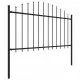 Градинска ограда с пики, стомана, (1,25-1,5)x3,4 м, черна