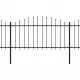 Градинска ограда с пики, стомана, (1,25-1,5)x10,2 м, черна