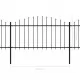 Градинска ограда с пики, стомана, (1,25-1,5)x11,9 м, черна