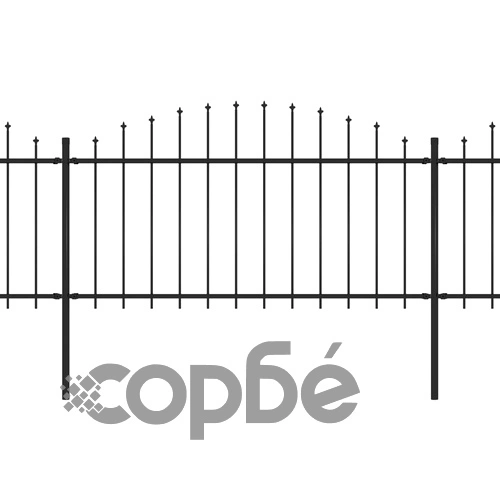 Градинска ограда с връх тип копие, стомана, 1603,5x150 см, черна ➤ топ цена ➤ sorbe.bg