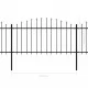 Градинска ограда с пики, стомана, (1,25-1,5)x15,3 м, черна