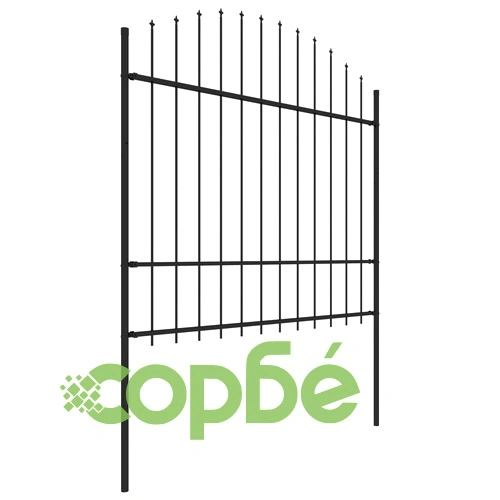 Градинска ограда с връх тип „копие“, стомана, 537x175 см, черна ➤ топ цена ➤ sorbe.bg