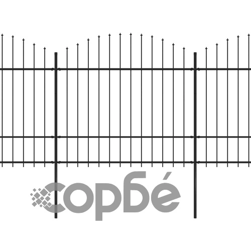 Градинска ограда с пики, стомана, (1,5-1,75)x15,3 м, черна ➤ топ цена ➤ sorbe.bg