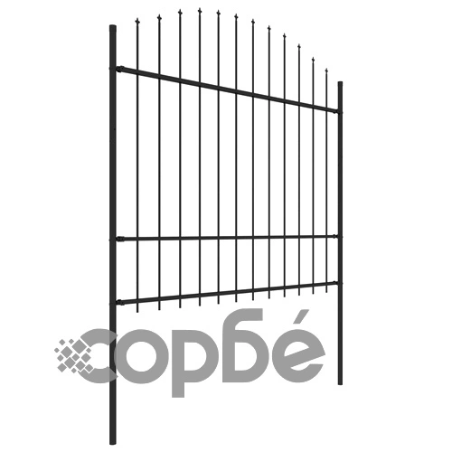 Градинска ограда с пики, стомана, (1,5-1,75)x15,3 м, черна ➤ топ цена ➤ sorbe.bg