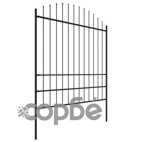 Градинска ограда с връх тип копие, стомана, 892,5x200 см, черна ➤ топ цена ➤ sorbe.bg
