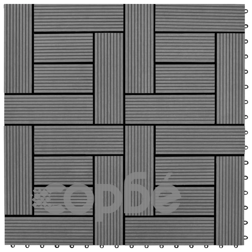 22 бр декинг плочки, 30x30 см, 2 кв.м., WPC, сиви ➤ топ цена ➤ sorbe.bg