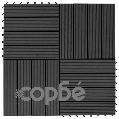 22 бр декинг плочки, 30x30 см, 2 кв.м., WPC, черни ➤ топ цена ➤ sorbe.bg