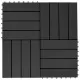 22 бр декинг плочки, 30x30 см, 2 кв.м., WPC, черни
