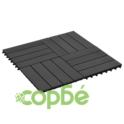 22 бр декинг плочки, 30x30 см, 2 кв.м., WPC, черни ➤ топ цена ➤ sorbe.bg