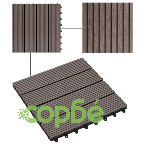 22 бр декинг плочки, 30x30 см, 2 кв.м., WPC, тъмнокафяви ➤ топ цена ➤ sorbe.bg