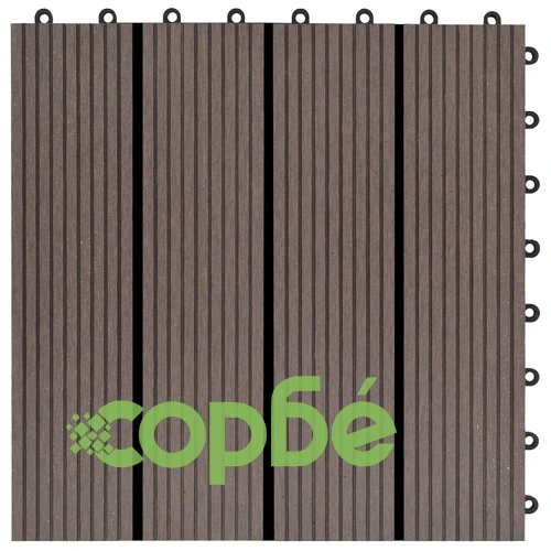 22 бр декинг плочки, 30x30 см, 2 кв.м., WPC, тъмнокафяви ➤ топ цена ➤ sorbe.bg