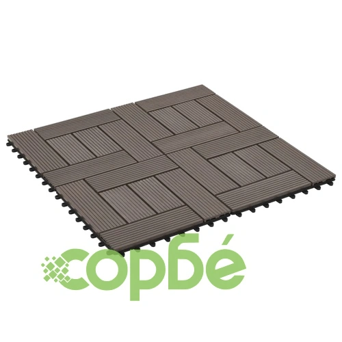 22 бр декинг плочки, 30x30 см, 2 кв.м., WPC, тъмнокафяви ➤ топ цена ➤ sorbe.bg