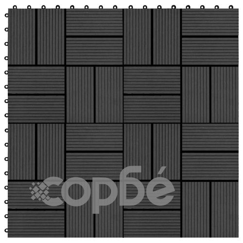 22 бр декинг плочки, 30x30 см, 2 кв.м., WPC, черни ➤ топ цена ➤ sorbe.bg