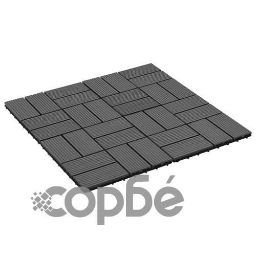 22 бр декинг плочки, 30x30 см, 2 кв.м., WPC, черни ➤ топ цена ➤ sorbe.bg