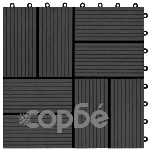 22 бр декинг плочки, 30x30 см, 2 кв.м., WPC, черни ➤ топ цена ➤ sorbe.bg