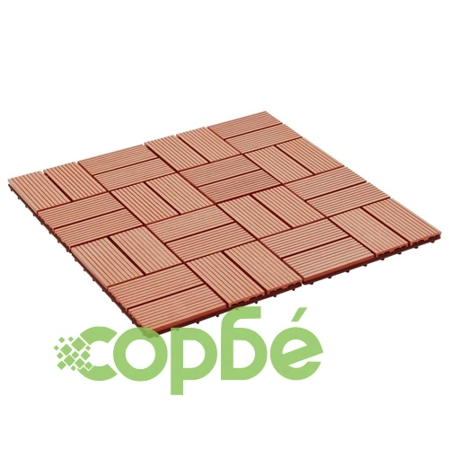 22 бр декинг плочки, 30x30 см, 2 кв.м., WPC, тиков цвят ➤ топ цена ➤ sorbe.bg