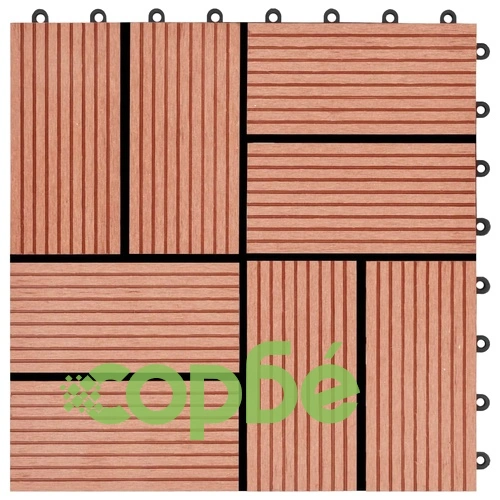 22 бр декинг плочки, 30x30 см, 2 кв.м., WPC, тиков цвят ➤ топ цена ➤ sorbe.bg