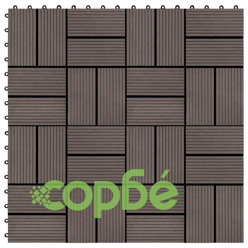 22 бр декинг плочки, 30x30 см, 2 кв.м., WPC, тъмнокафяви ➤ топ цена ➤ sorbe.bg