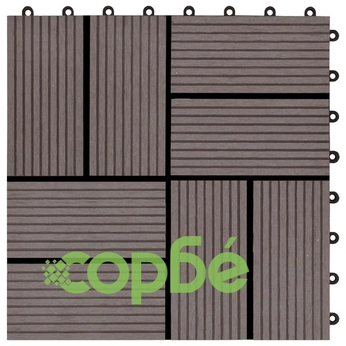 22 бр декинг плочки, 30x30 см, 2 кв.м., WPC, тъмнокафяви ➤ топ цена ➤ sorbe.bg