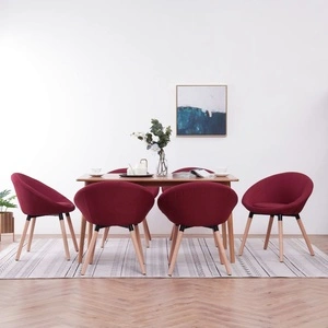 Трапезни столове, 6 бр, виненочервени, плат
