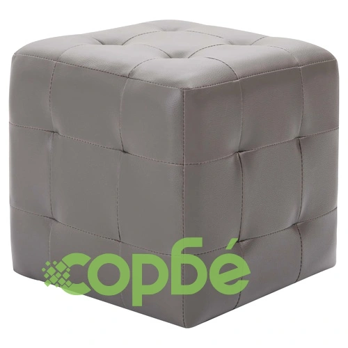 Пуфове, 2 бр, сиви, 30x30x30 см, изкуствена кожа ➤ топ цена ➤ sorbe.bg