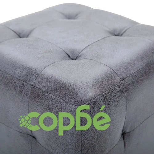 Пуфове, 2 бр, сиви, 30x30x30 см, изкуствен велур ➤ топ цена ➤ sorbe.bg