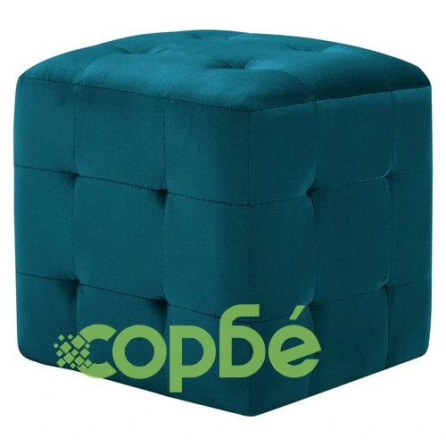 Пуфове, 2 бр, сини, 30x30x30 см, кадифен текстил ➤ топ цена ➤ sorbe.bg