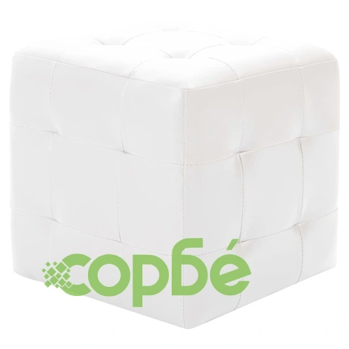 Пуфове, 2 бр, бели, 30x30x30 см, изкуствена кожа ➤ топ цена ➤ sorbe.bg