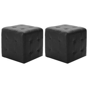 Пуфове, 2 бр, черни, 30x30x30 см, изкуствена кожа