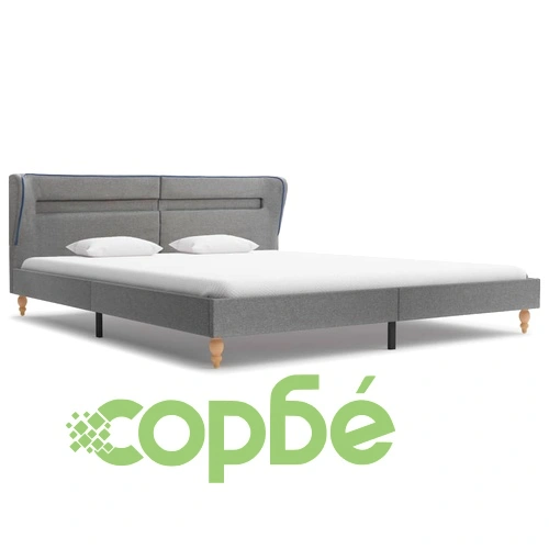 Легло с LED и матрак, светлосиво, плат, 180x200 см ➤ топ цена ➤ sorbe.bg