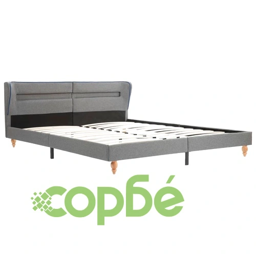 Легло с LED и матрак, светлосиво, плат, 180x200 см ➤ топ цена ➤ sorbe.bg