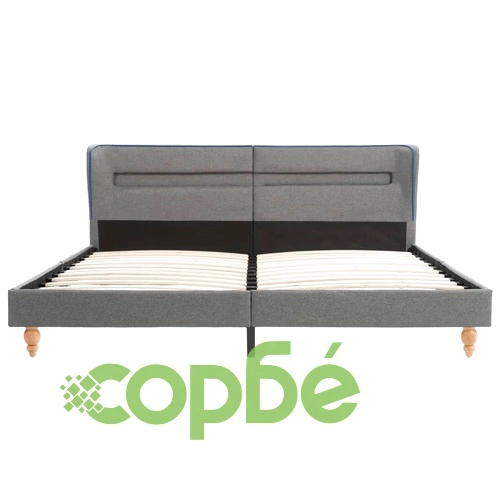 Легло с LED и матрак, светлосиво, плат, 180x200 см ➤ топ цена ➤ sorbe.bg