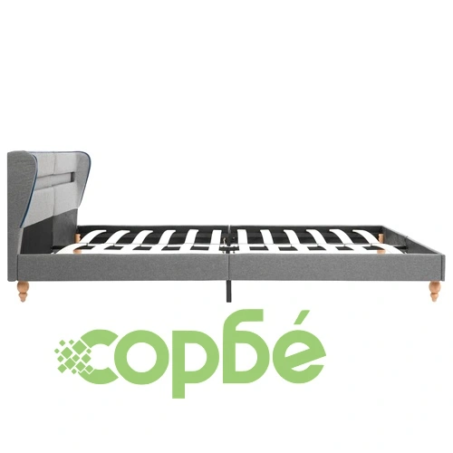 Легло с LED и матрак, светлосиво, плат, 180x200 см ➤ топ цена ➤ sorbe.bg