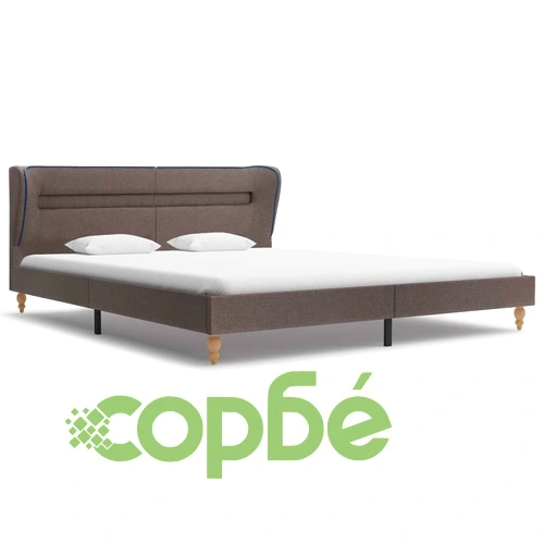 Легло с LED и матрак, таупе, плат, 160x200 cм ➤ топ цена ➤ sorbe.bg