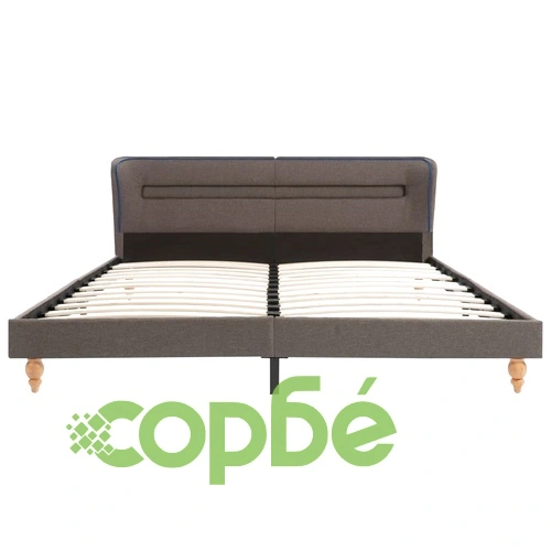 Легло с LED и матрак, таупе, плат, 160x200 cм ➤ топ цена ➤ sorbe.bg