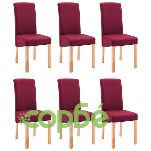 Трапезни столове, 6 бр, червени, текстил ➤ топ цена ➤ sorbe.bg